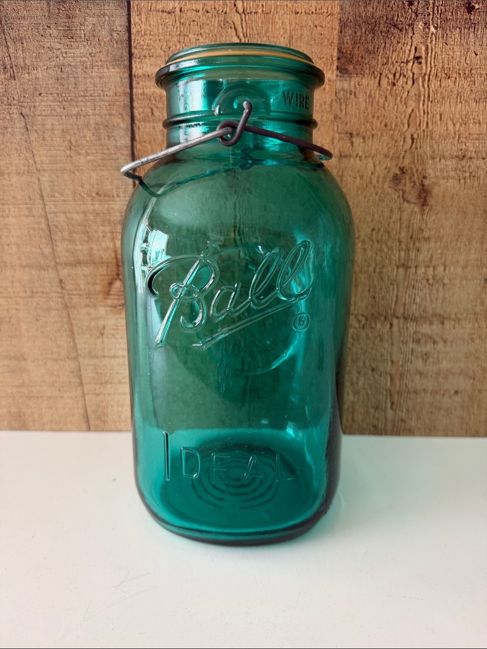 Ball Bicentennial Americana Aqua Glass Mason Jar with Wire Bail NO LID